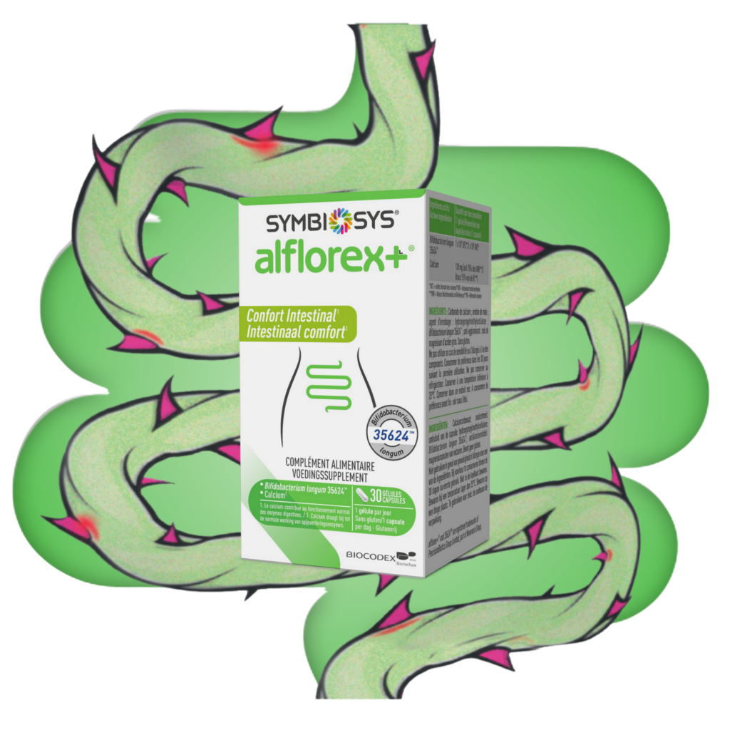 alflorex+ packshot avec fond intestin
